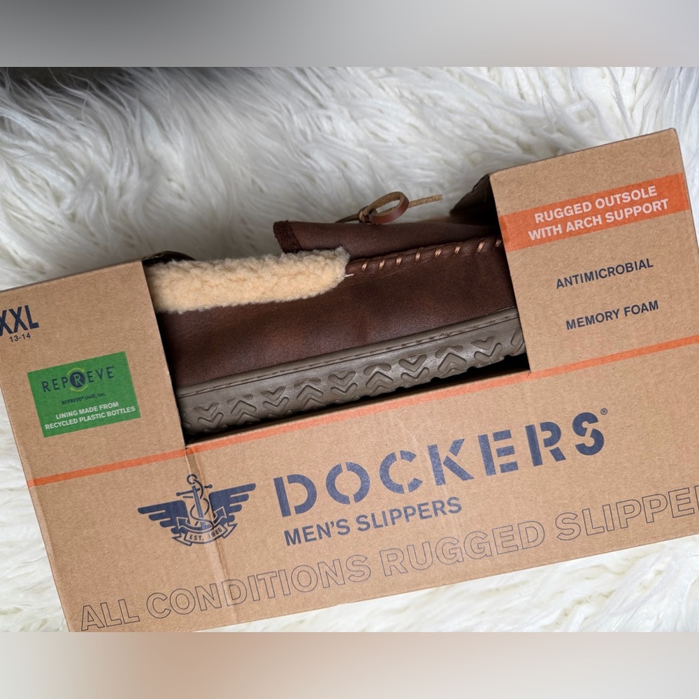 Dockers Men's Brown Slip-On Loafer Slippers Size 13-14 XXL